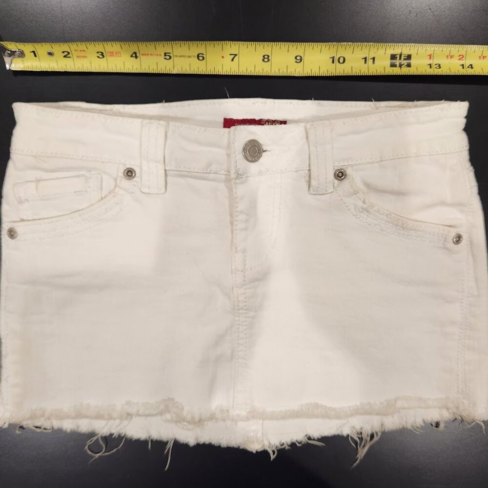 Forever 21 Distressed White Denim Mini Skirt Size Small